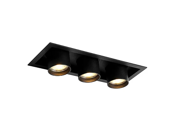 Spot encastré moderne noir orientable 3 lumières - Roof