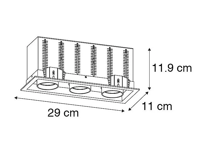 Spot encastré moderne noir orientable 3 lumières - Roof
