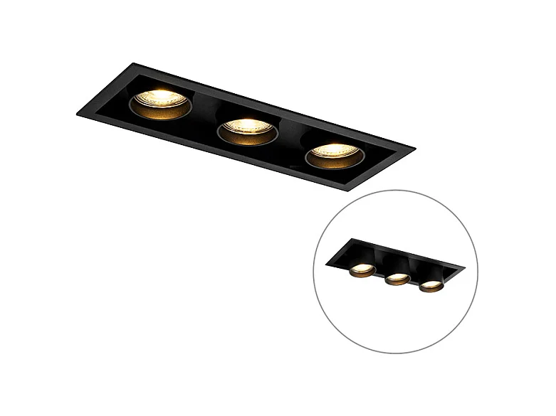 Spot encastré moderne noir orientable 3 lumières - Roof