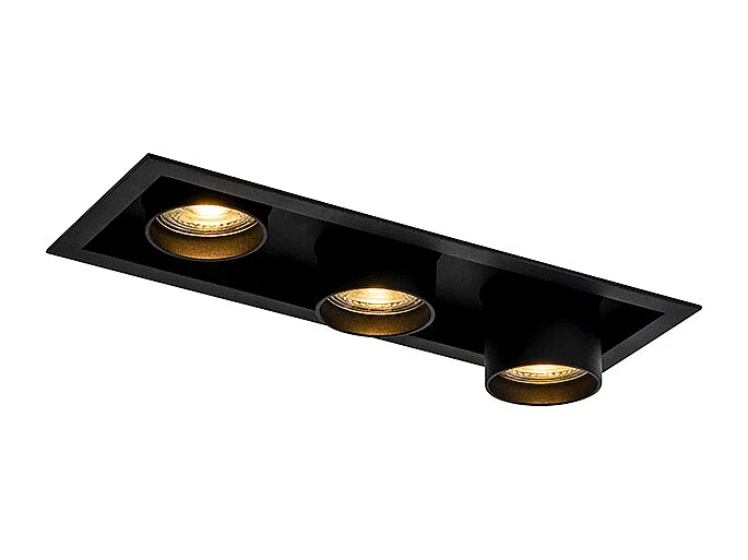 Spot encastré moderne noir orientable 3 lumières - Roof