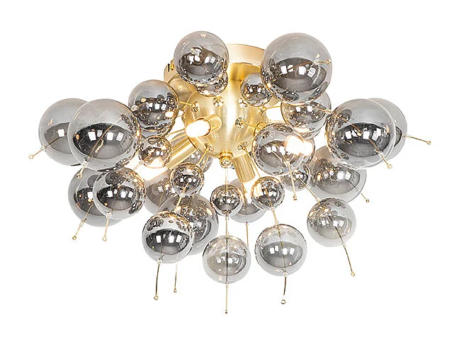 Plafonnier design en laiton avec verre fumé 4 lumières - Explode