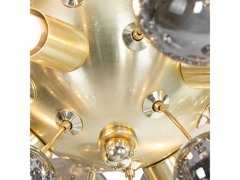 Plafonnier design laiton avec verre fumé 4 lumières - Explode