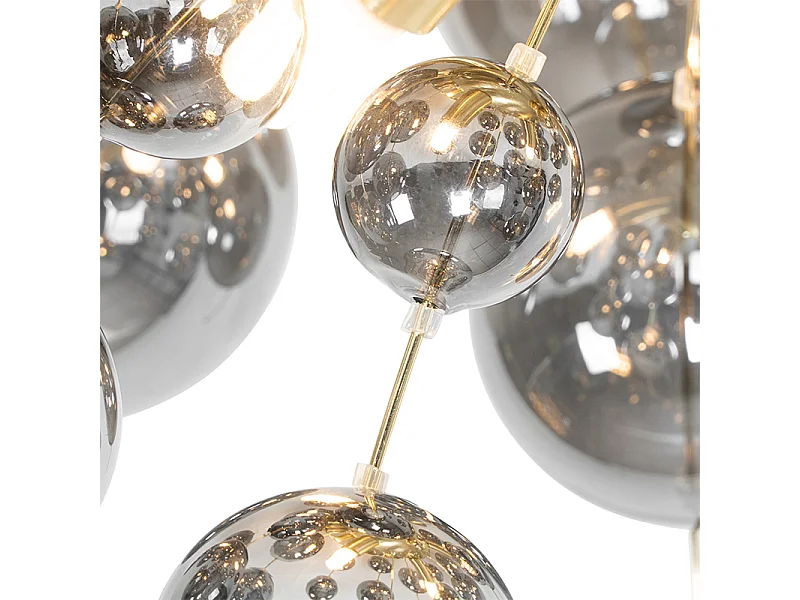 Plafonnier design laiton avec verre fumé 4 lumières - Explode