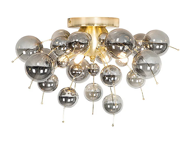 Plafonnier design laiton avec verre fumé 4 lumières - Explode