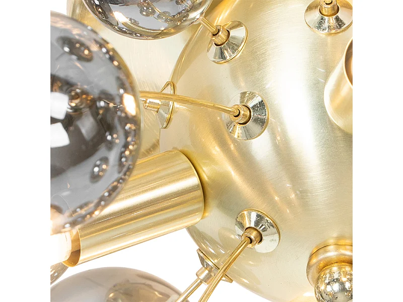 Plafonnier design en laiton avec verre fumé 4 lumières - Explode