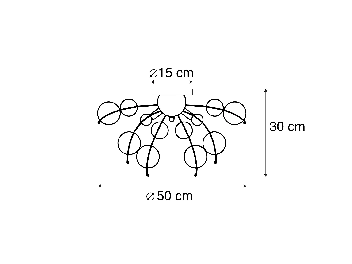 Plafonnier design en laiton avec verre fumé 4 lumières - Explode