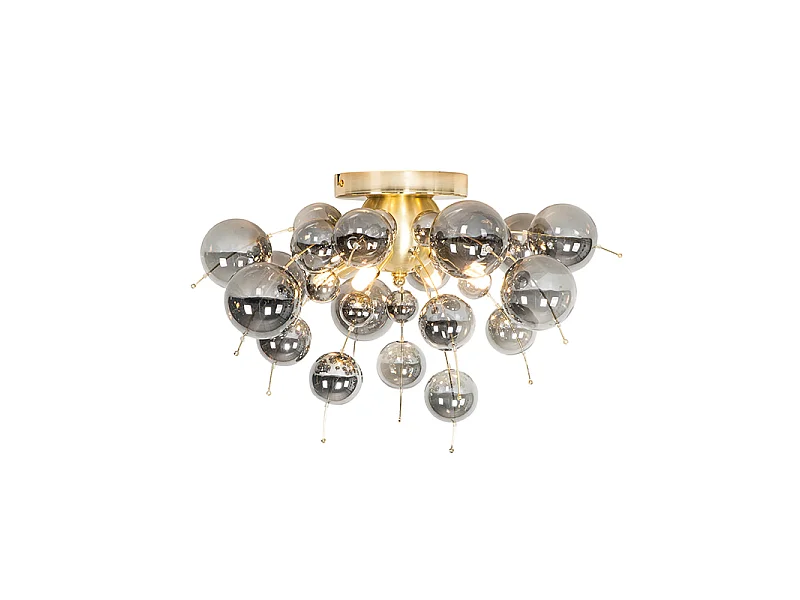 Plafonnier design en laiton avec verre fumé 4 lumières - Explode