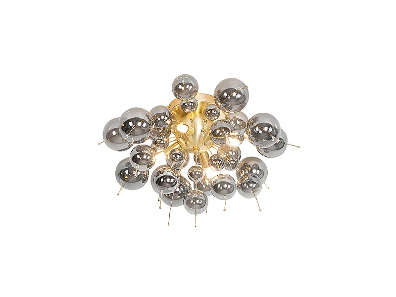 Plafonnier design en laiton avec verre fumé 4 lumières - Explode