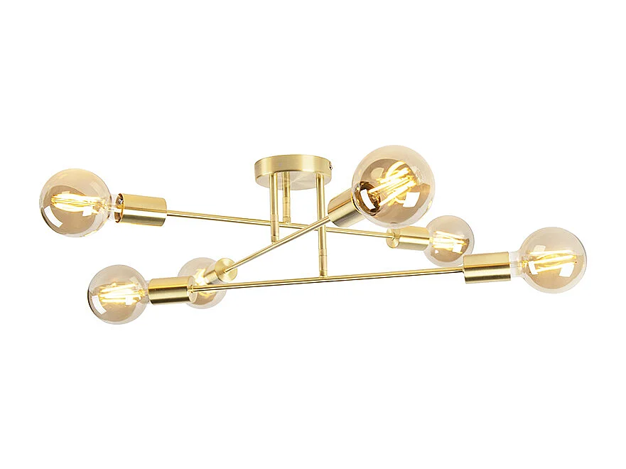 Plafonnier industriel laiton 6 lumières - Sydney