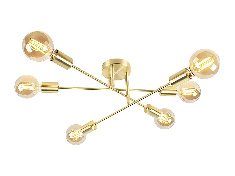 Plafonnier industriel laiton 6 lumières - Sydney