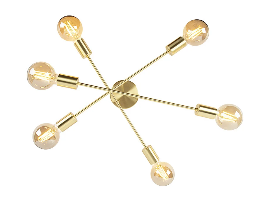 Plafonnier industriel laiton 6 lumières - Sydney