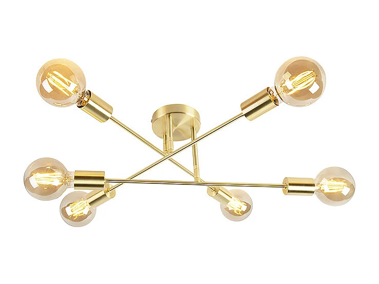 Plafonnier industriel laiton 6 lumières - Sydney