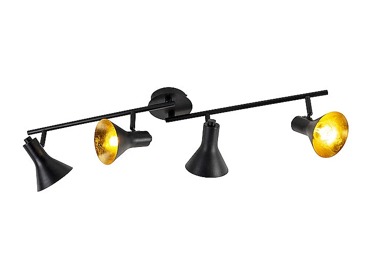 Spot moderne noir avec or 4 lumières - Magno
