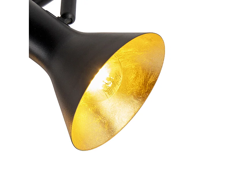 Spot moderne noir avec or 4 lumières - Magno