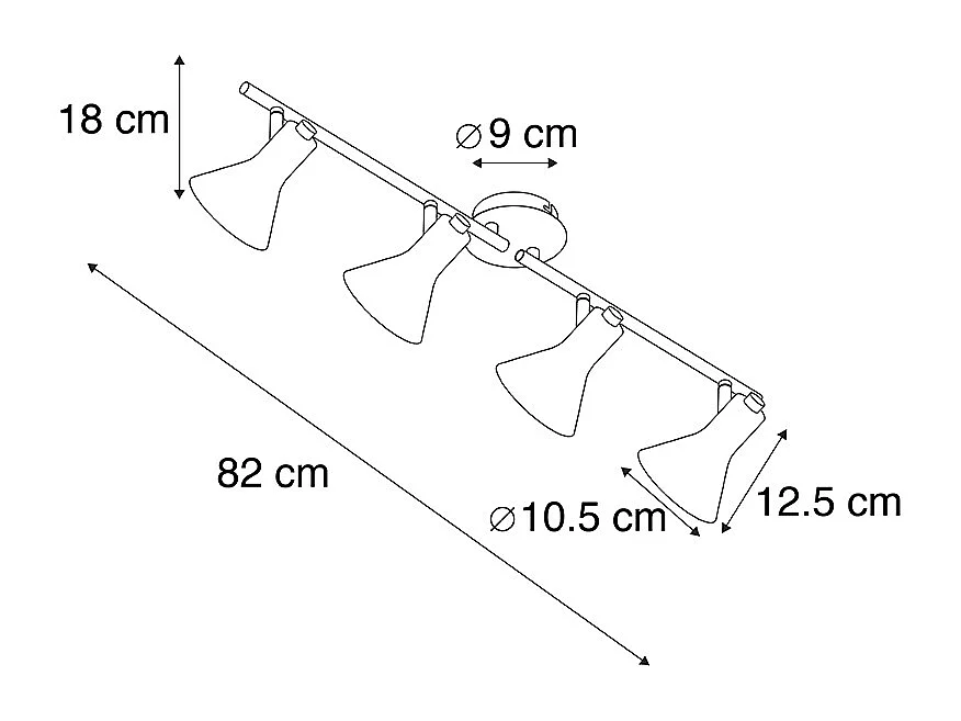 Spot moderne noir avec or 4 lumières - Magno