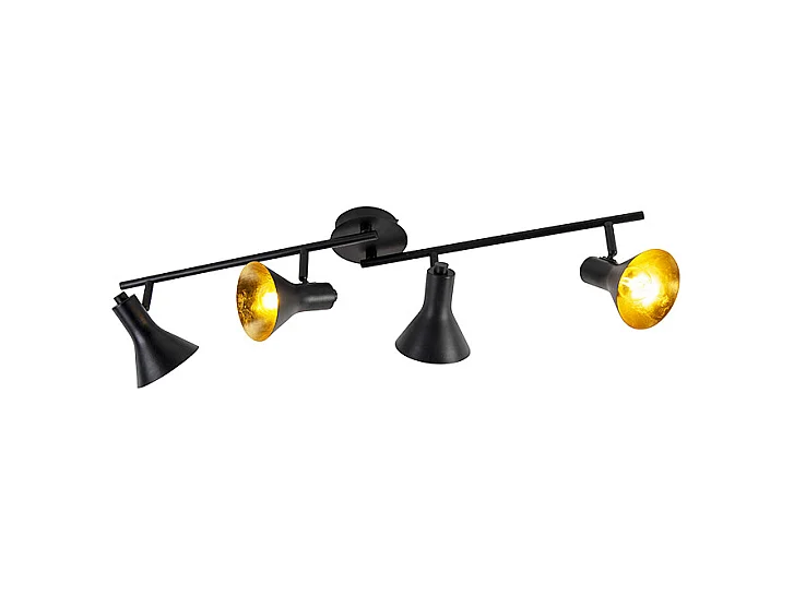 Spot moderne noir avec or 4 lumières - Magno