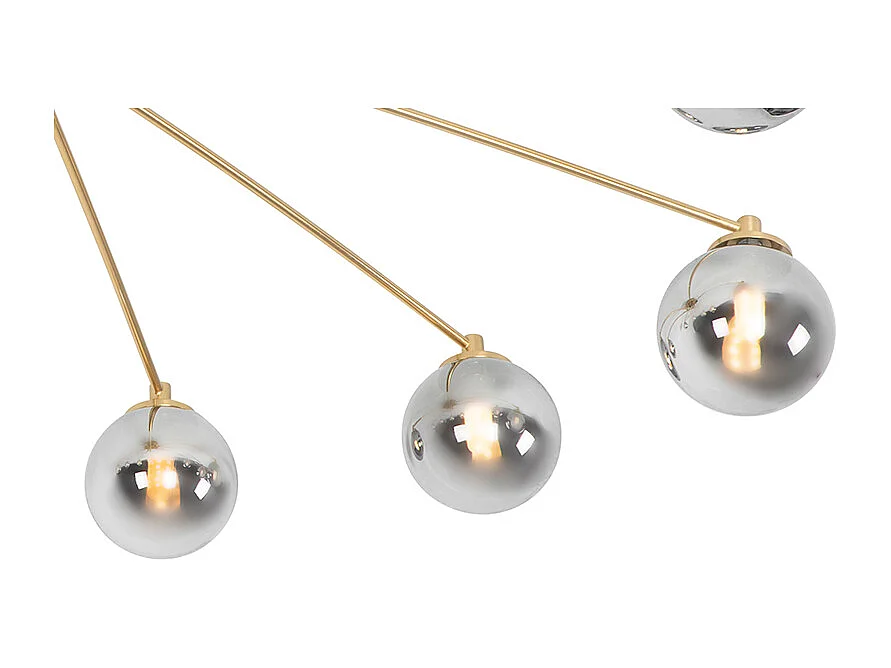 Plafonnier moderne or 8 lumières avec verre fumé - Athènes