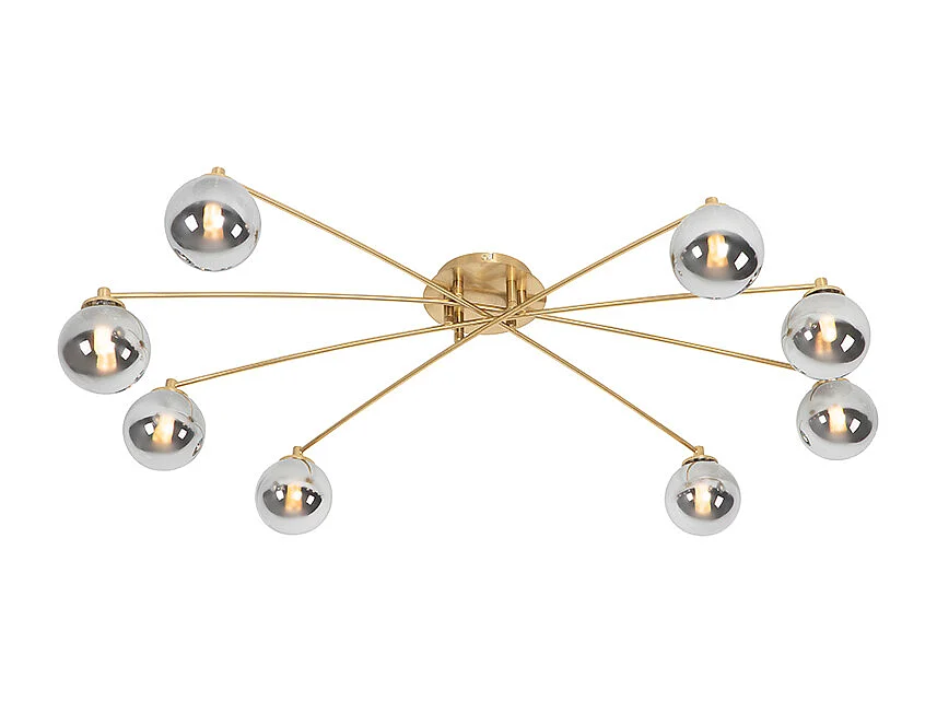 Plafonnier moderne or 8 lumières avec verre fumé - Athènes