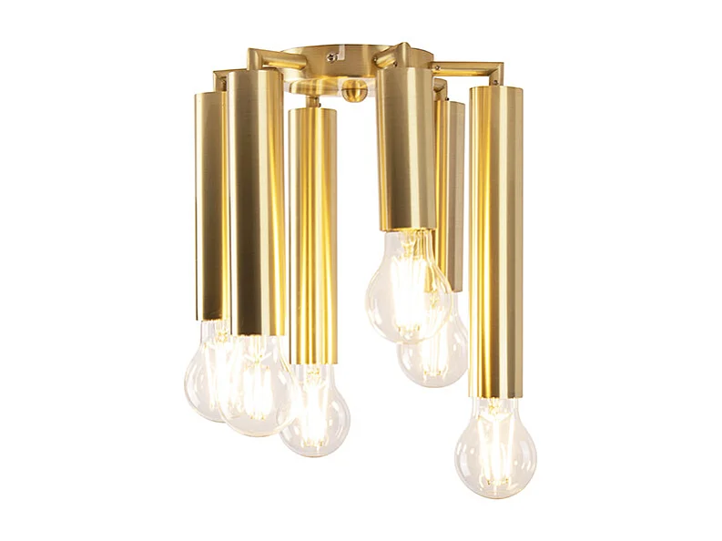 Plafonnier art déco or 6 lumières -Tubi