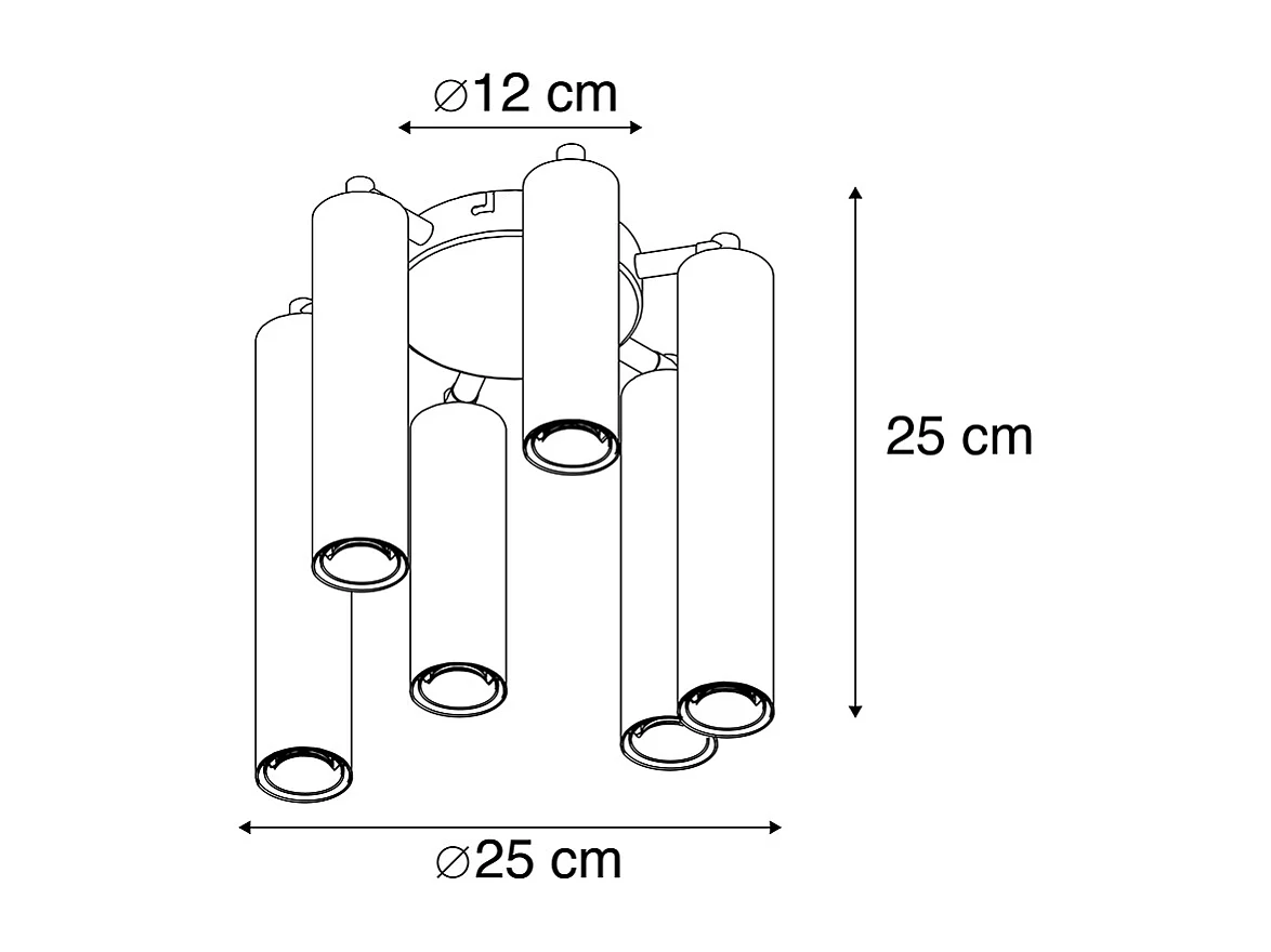 Plafonnier Art Déco doré 6 lumières - Tubi
