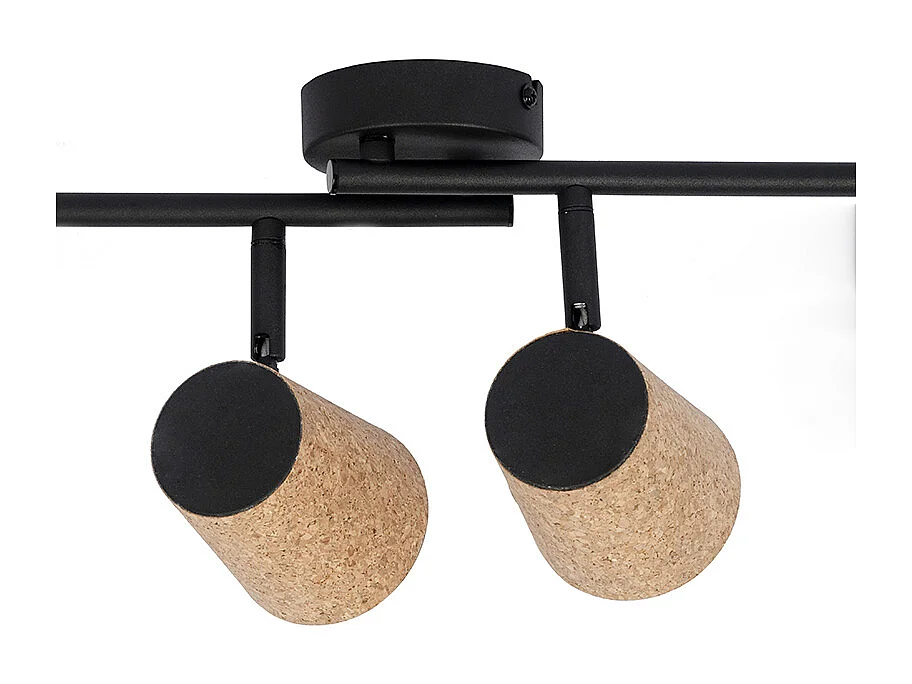 Spot encastré de plafond noir avec abat-jour en liège 4 lumières orientables - Corky