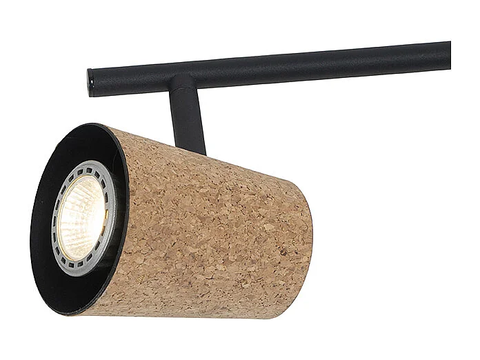 Spot encastré de plafond noir avec abat-jour en liège 4 lumières orientables - Corky