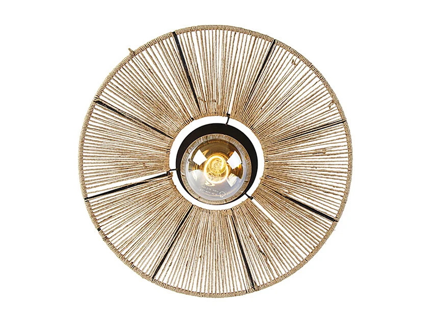 Plafonnier rustique noir avec corde Sacha