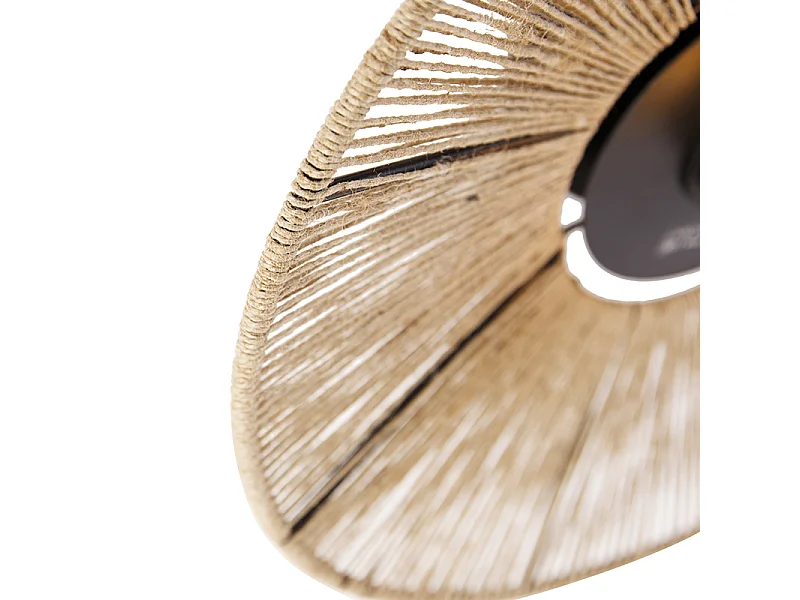 Plafonnier rustique noir avec corde Sacha