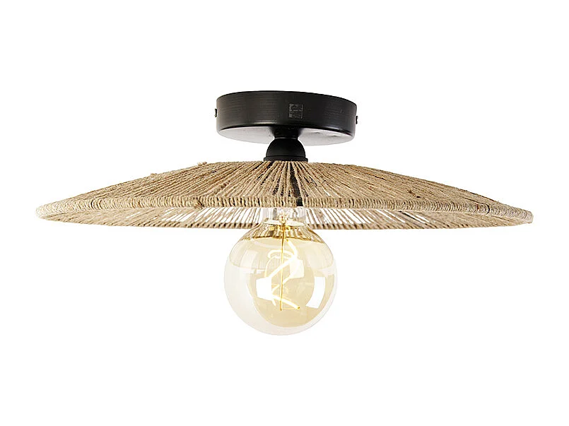 Plafonnier rustique noir avec corde Sacha