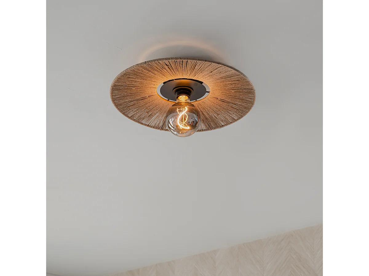 Plafonnier rustique noir avec corde Sacha