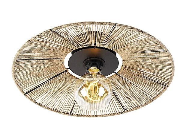 Plafonnier rustique noir avec corde Sacha