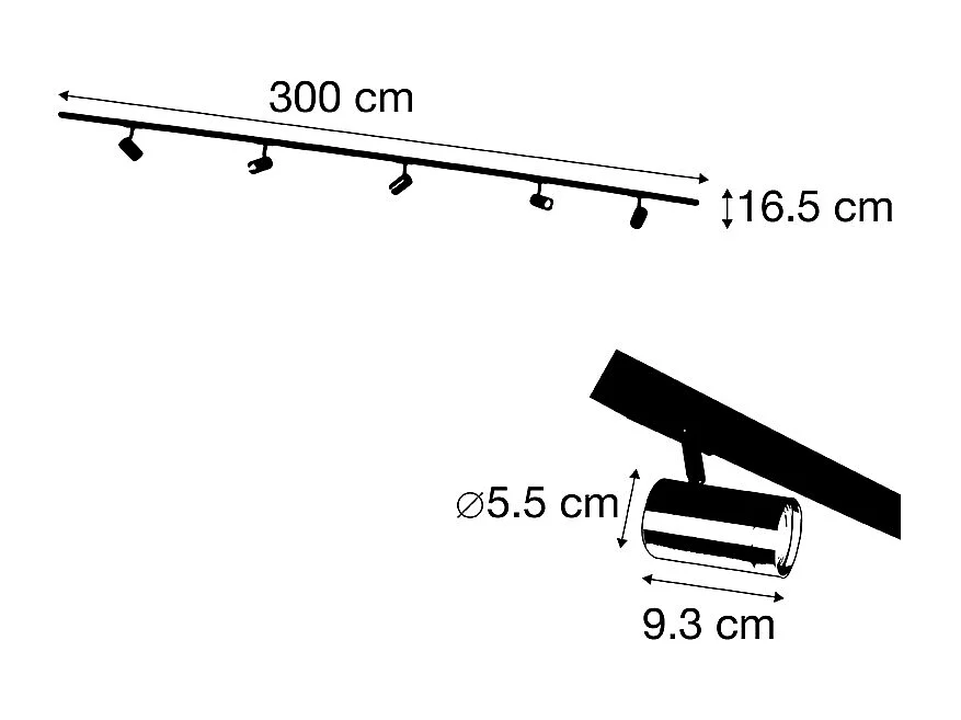 Système sur rail intelligent noir avec or 1-phase 5-lumières incl. Wifi GU10 - Jeana