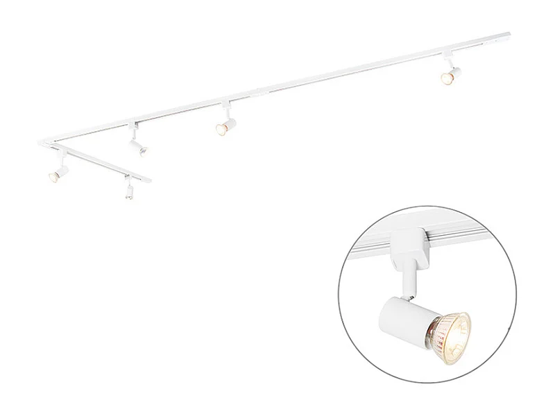Système sur rail intelligent blanc monophasé 5 lumières avec Wifi GU10 - Jeany