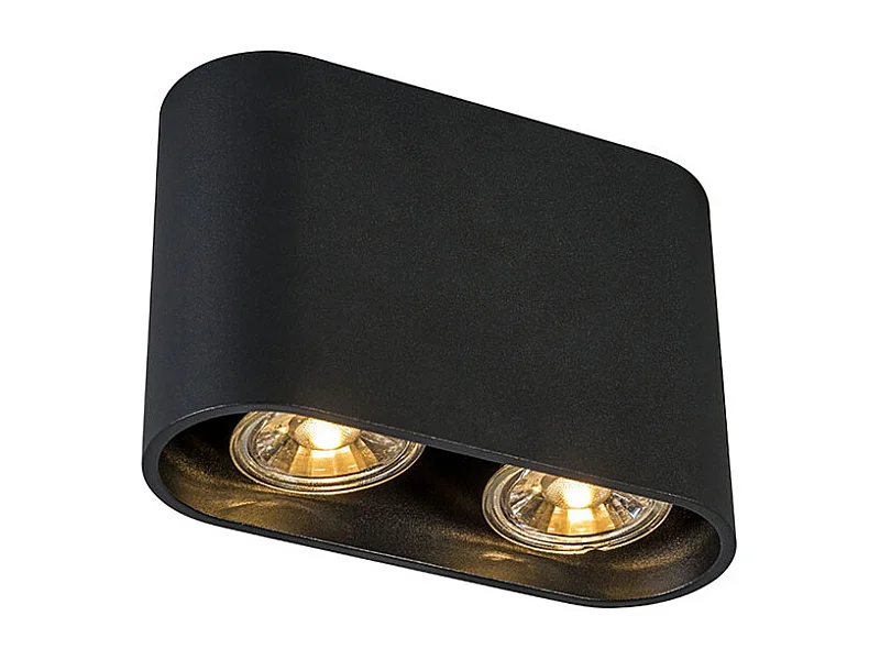 Spot en saillie moderne noir 2 lumières GU10 50mm - Ronda