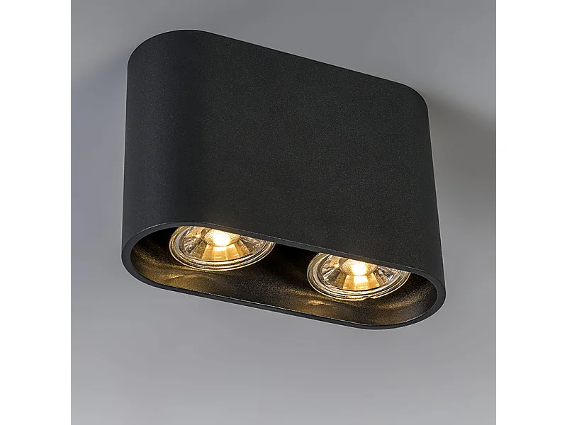 Spot en saillie moderne noir 2 lumières GU10 50mm - Ronda