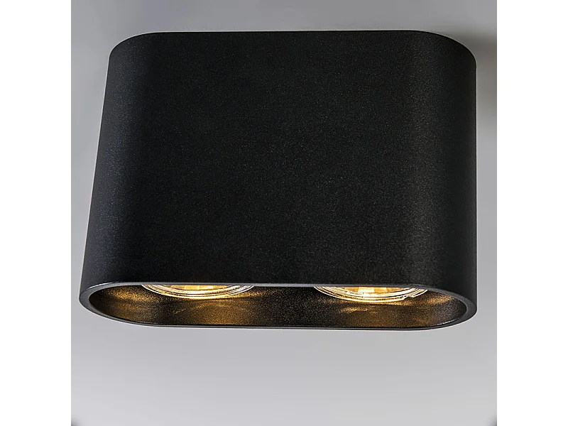 Spot en saillie moderne noir 2 lumières GU10 50mm - Ronda