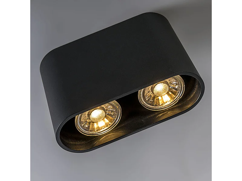 Spot en saillie moderne noir 2 lumières GU10 50mm - Ronda