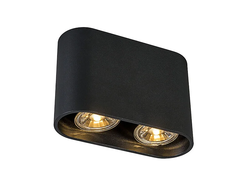Spot en saillie moderne noir 2 lumières GU10 50mm - Ronda