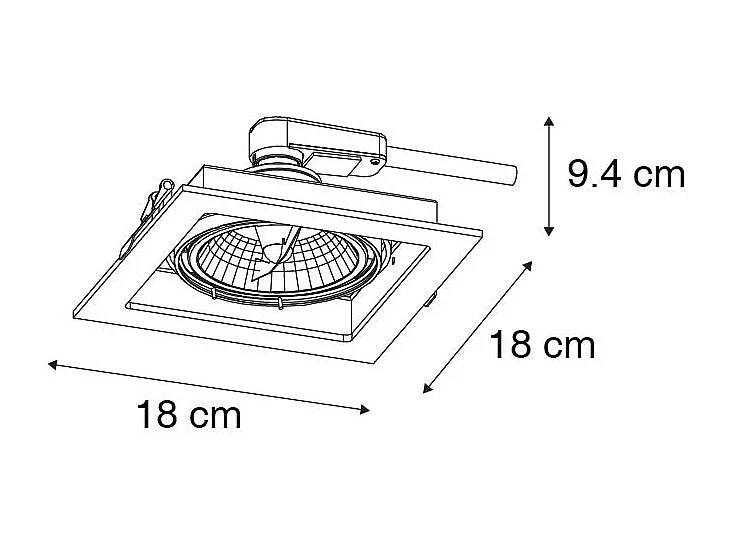 Spot encastré moderne noir orientable 18 cm - Artemis 111