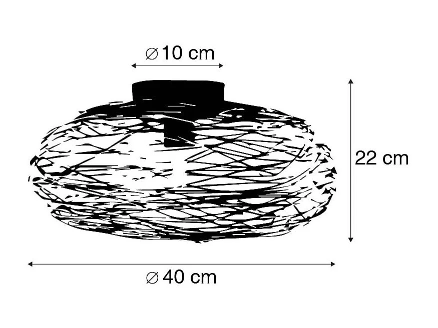 Plafonnier design noir ovale - Sarella