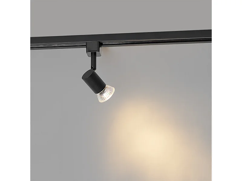 Spot sur rail moderne noir monophasé - Jeany
