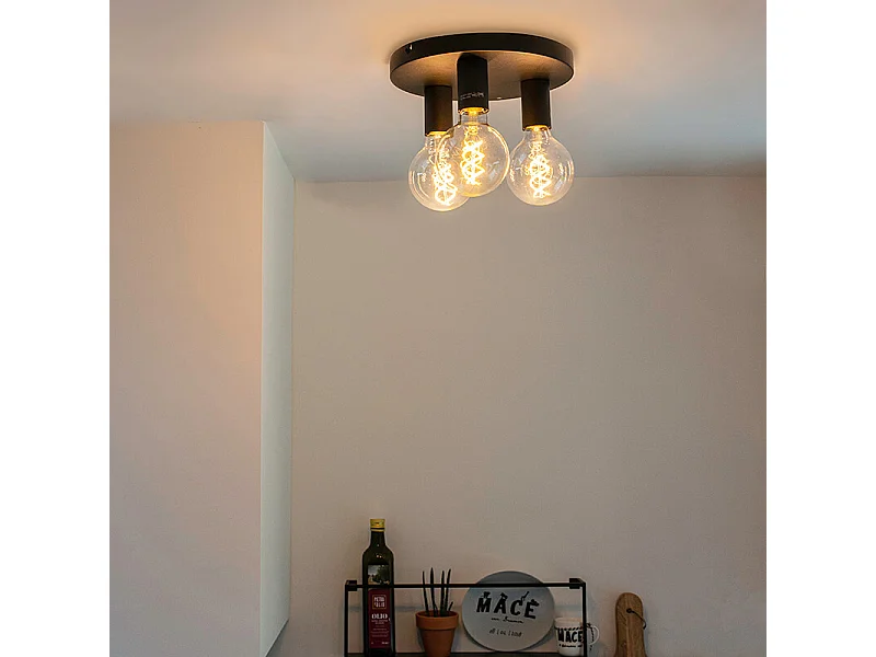 Plafonnier industriel noir - Facil 3