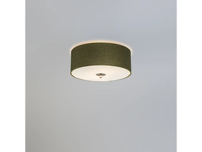 Plafonnier rural vert 30 cm - Drum Jute