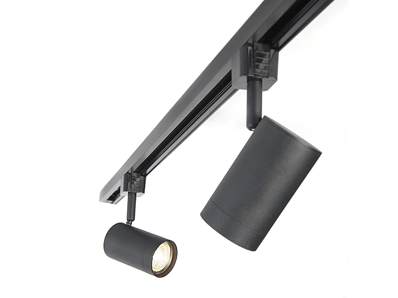 Système de rails d'éclairage intelligent noir avec 3 WiFi GU10 1 phase - Iconic Jeana