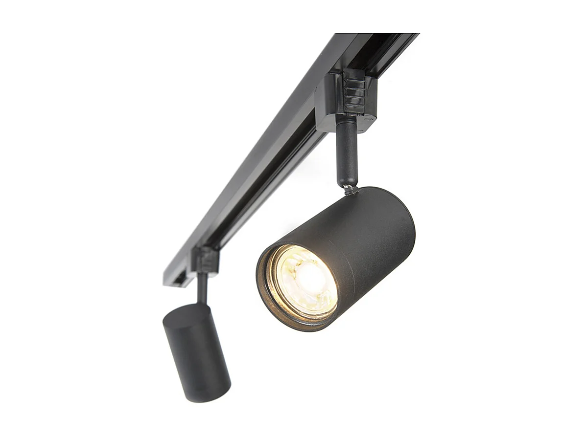 Système de rails d'éclairage intelligent noir avec 3 WiFi GU10 1 phase - Iconic Jeana