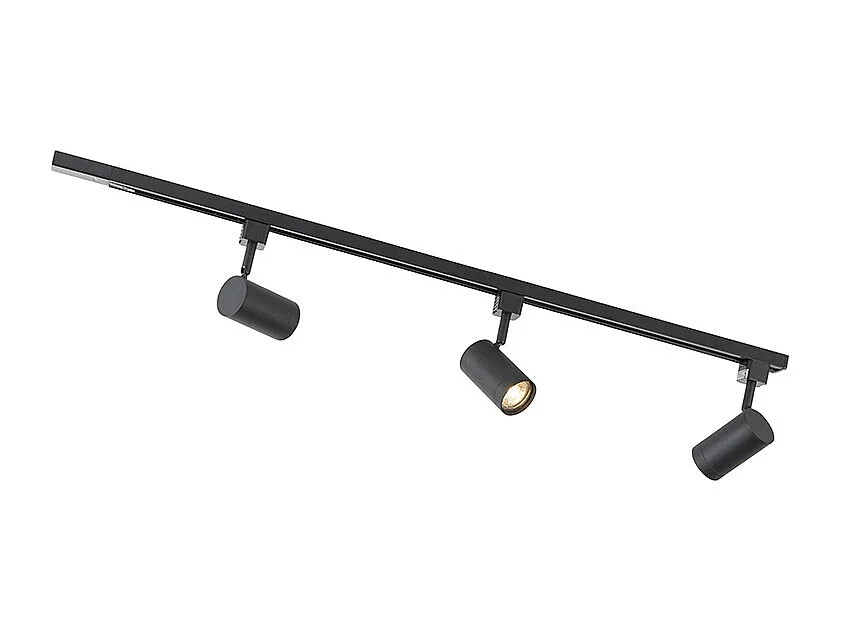 Système de rails d'éclairage intelligent noir avec 3 WiFi GU10 1 phase - Iconic Jeana