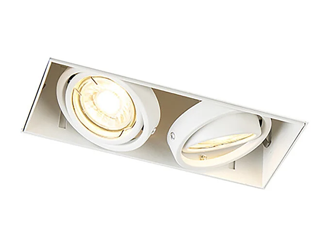 Ensemble de 3 spots encastrés blancs GU10 orientables sans bordure 2 lumières - Oneon