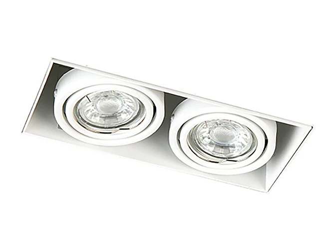 Ensemble de 3 spots encastrés blancs GU10 orientables sans bordure 2 lumières - Oneon