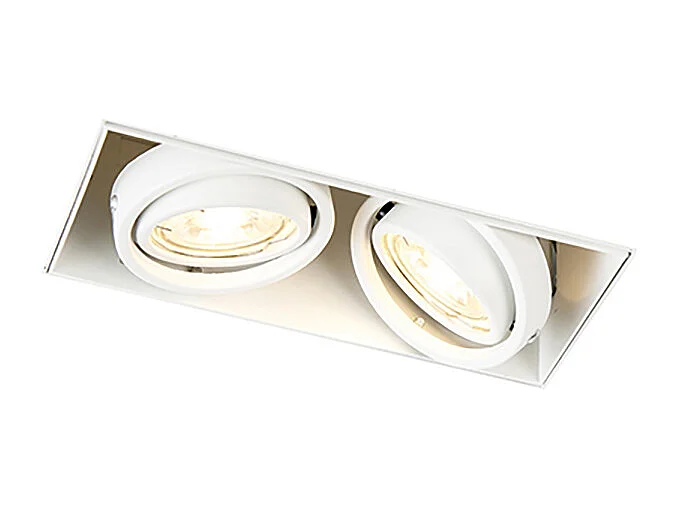 Ensemble de 3 spots encastrés blancs GU10 orientables sans bordure 2 lumières - Oneon