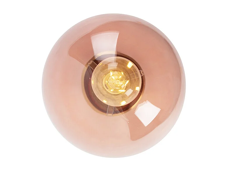 Plafonnier Art Déco en laiton avec verre rose - Pallon